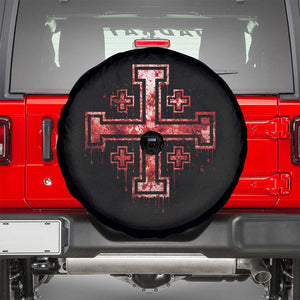 Crusader Jerusalem Cross Catholic Spare Tire Cover Gothic Christian Dark Faith Grunge Blood Splatter TS10 Black Print Your Wear