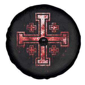 Crusader Jerusalem Cross Catholic Spare Tire Cover Gothic Christian Dark Faith Grunge Blood Splatter TS10 Print Your Wear