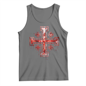 Crusader Jerusalem Cross Catholic Tank Top Gothic Christian Dark Faith Grunge Blood Splatter TS10 Black Heather Print Your Wear