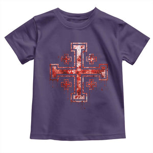 Crusader Jerusalem Cross Catholic Toddler T Shirt Gothic Christian Dark Faith Grunge Blood Splatter TS10 Purple Print Your Wear