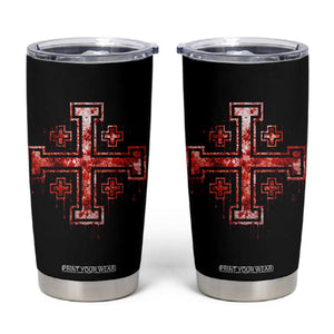 Crusader Jerusalem Cross Catholic Tumbler Cup Gothic Christian Dark Faith Grunge Blood Splatter TS10 Black Print Your Wear