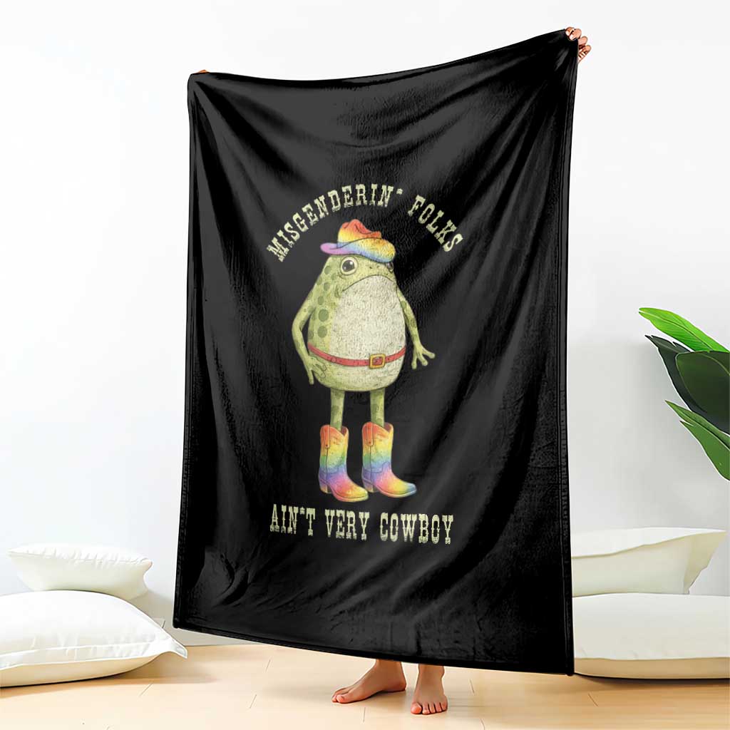 Funny Frog LGBTQ Throw Blanket Misgenderin Folks Aint Very Cowboy Pride Rainbow TS10 Print Your Wear