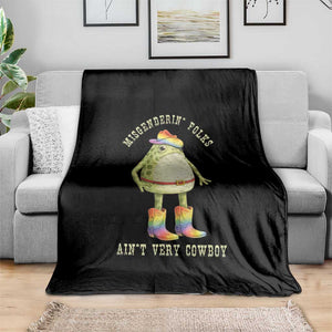 Funny Frog LGBTQ Throw Blanket Misgenderin Folks Aint Very Cowboy Pride Rainbow TS10 Print Your Wear