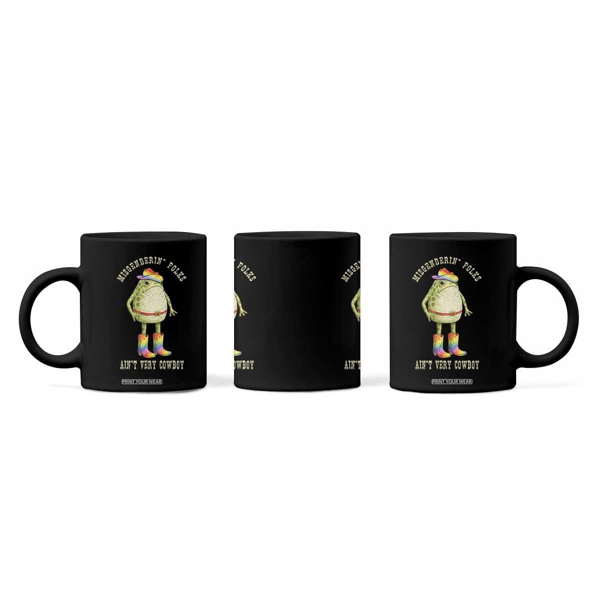 Funny Frog LGBTQ Coffee Mug Misgenderin Folks Aint Very Cowboy Pride Rainbow TS10 Print Your Wear