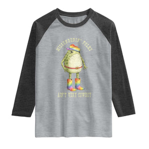 Funny Frog LGBTQ Raglan Shirt Misgenderin Folks Aint Very Cowboy Pride Rainbow TS10 Heather Gray Heather Charcoal Print Your Wear