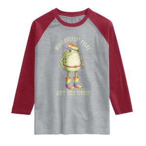 Funny Frog LGBTQ Raglan Shirt Misgenderin Folks Aint Very Cowboy Pride Rainbow TS10 Heather Gray Heather Red Print Your Wear