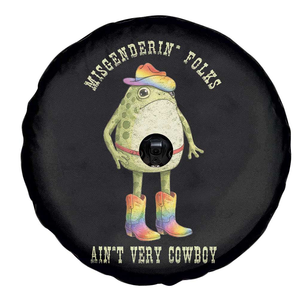 Funny Frog LGBTQ Spare Tire Cover Misgenderin Folks Aint Very Cowboy Pride Rainbow TS10 Print Your Wear