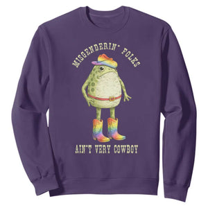 Funny Frog LGBTQ Sweatshirt Misgenderin Folks Aint Very Cowboy Pride Rainbow TS10 Purple Print Your Wear