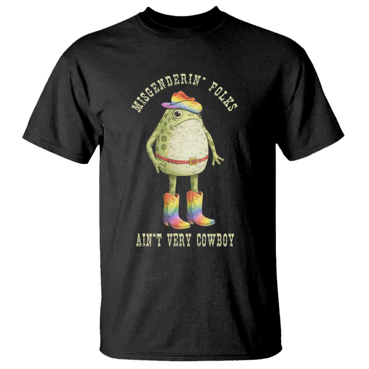 Funny Frog LGBTQ T Shirt Misgenderin Folks Aint Very Cowboy Pride Rainbow TS10 Black Print Your Wear