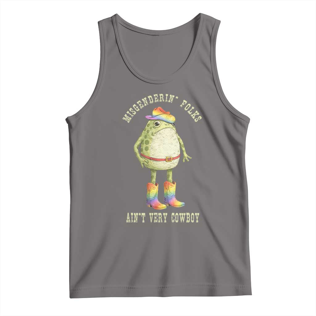 Funny Frog LGBTQ Tank Top Misgenderin Folks Aint Very Cowboy Pride Rainbow TS10 Deep Heather Print Your Wear