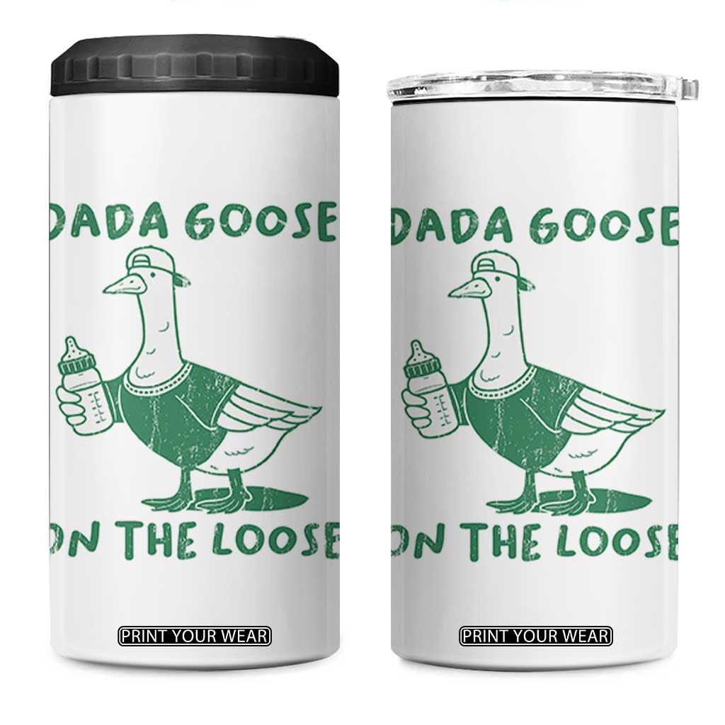 Silly Goose Dad 4 in 1 Can Cooler Tumbler New Dad Pregnancy Announcement Fathers Day TS10 One Size: 16 oz White Print Your Wear