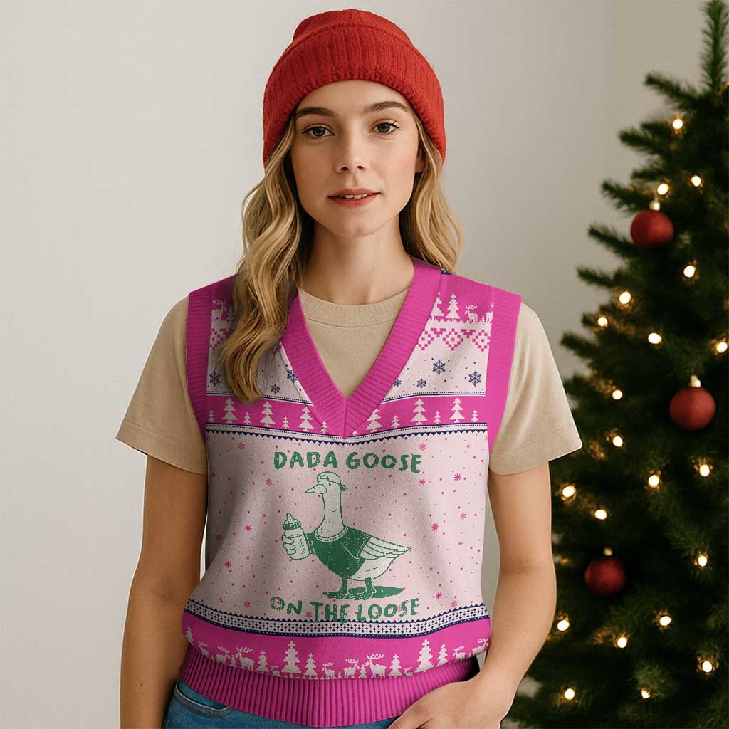 Silly Goose Dad V-Neck Knit Sweater Vest New Dad Pregnancy Announcement Fathers Day TS10 Hot Pink Print Your Wear