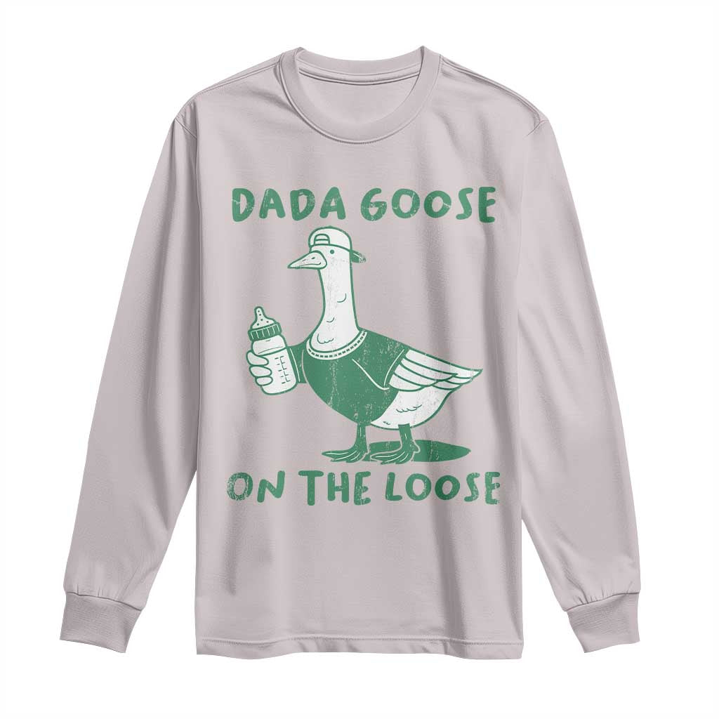 Silly Goose Dad Long Sleeve Shirt New Dad Pregnancy Announcement Fathers Day TS10 Ice Gray Print Your Wear