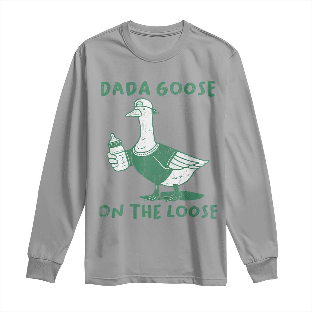 Silly Goose Dad Long Sleeve Shirt New Dad Pregnancy Announcement Fathers Day TS10 Sport Gray Print Your Wear