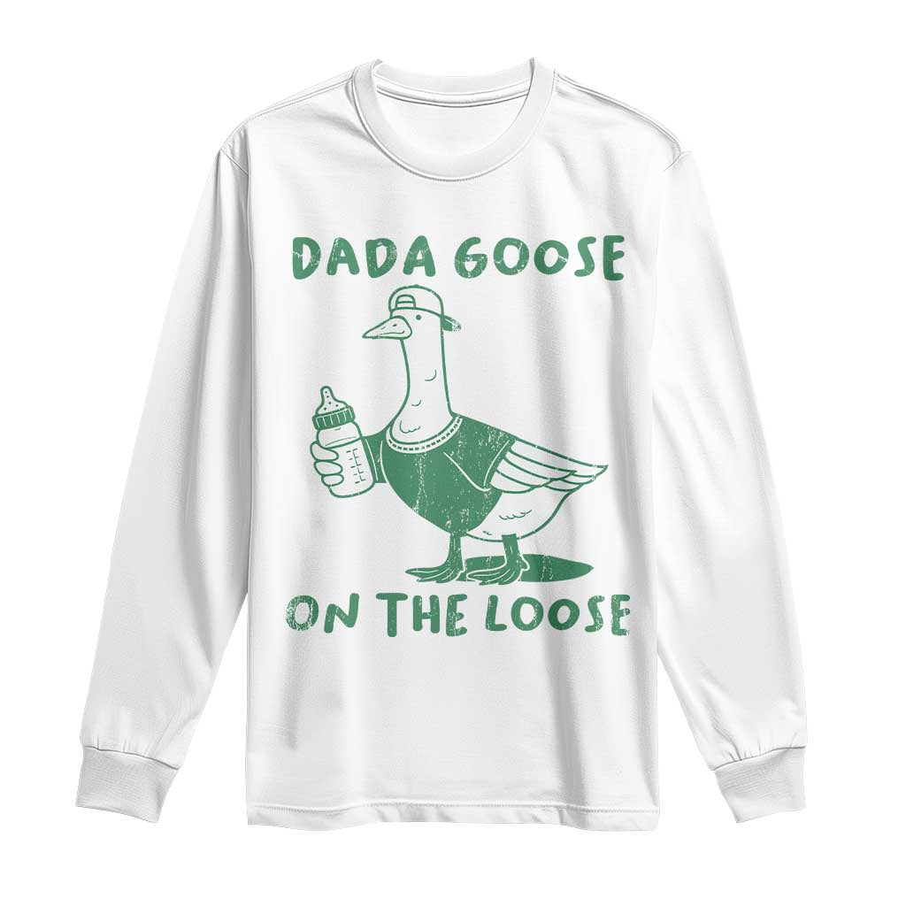 Silly Goose Dad Long Sleeve Shirt New Dad Pregnancy Announcement Fathers Day TS10 White Print Your Wear