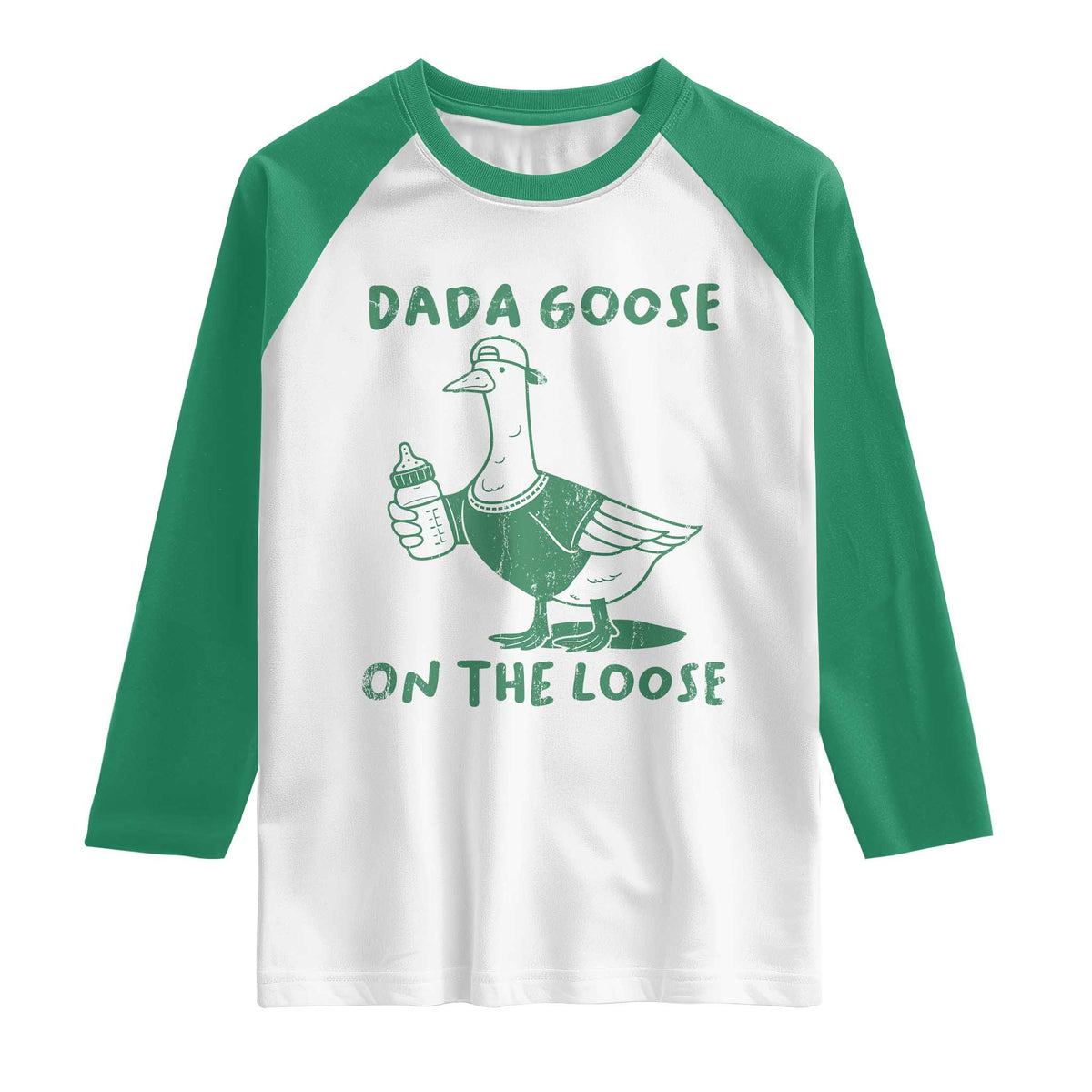 Silly Goose Dad Raglan Shirt New Dad Pregnancy Announcement Fathers Day TS10 White Kelly Green Print Your Wear