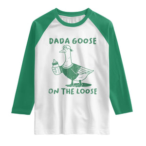 Silly Goose Dad Raglan Shirt New Dad Pregnancy Announcement Fathers Day TS10 White Kelly Green Print Your Wear