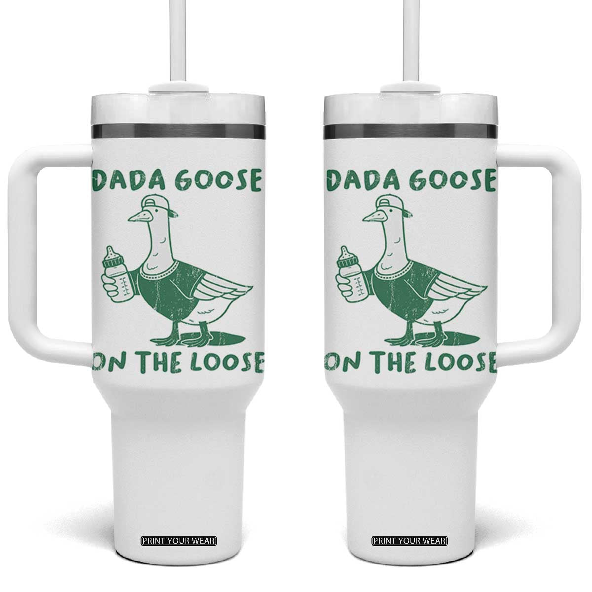 Silly Goose Dad Tumbler With Handle New Dad Pregnancy Announcement Fathers Day TS10 One Size: 40 oz White Print Your Wear