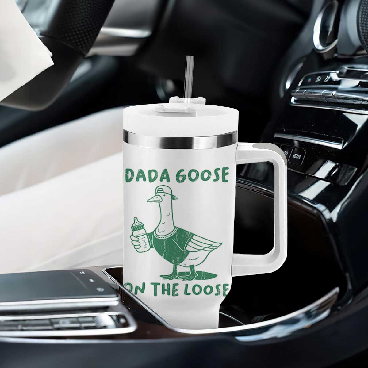 Silly Goose Dad Tumbler With Handle New Dad Pregnancy Announcement Fathers Day TS10 Print Your Wear