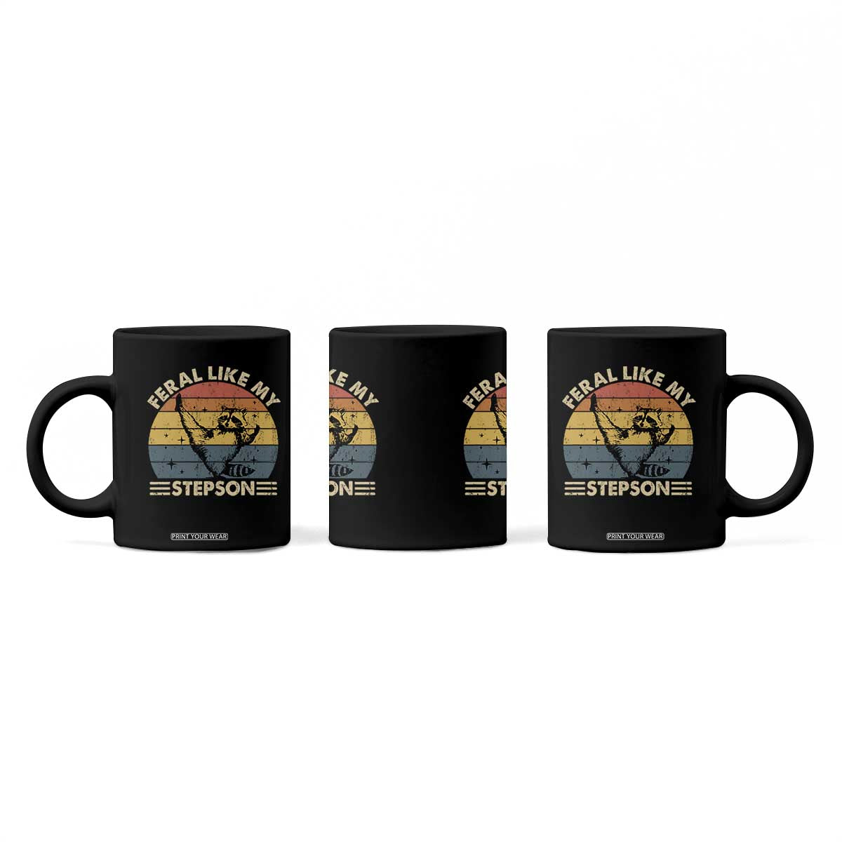 Bonus Dad Coffee Mug Retro Feral Raccoon Stepdad Gifts From Bonus Son Stepson TS10 Print Your Wear