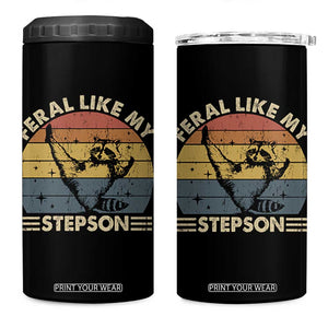 Bonus Dad 4 in 1 Can Cooler Tumbler Retro Feral Raccoon Stepdad Gifts From Bonus Son Stepson TS10 One Size: 16 oz Black Print Your Wear