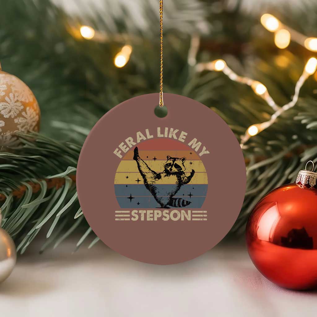 Bonus Dad Ceramic Ornament Retro Feral Raccoon Stepdad Gifts From Bonus Son Stepson TS10 1pc Mocha Print Your Wear