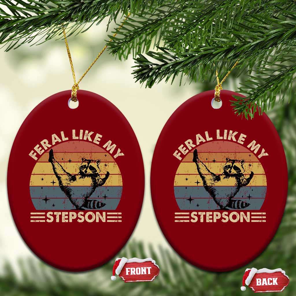 Bonus Dad Ceramic Ornament Retro Feral Raccoon Stepdad Gifts From Bonus Son Stepson TS10 Print Your Wear