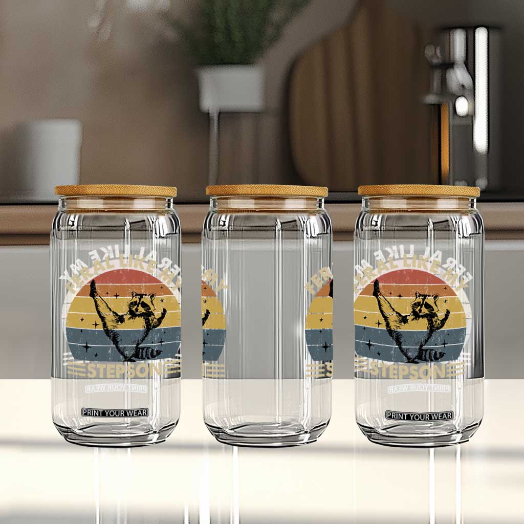 Bonus Dad Glass Can Retro Feral Raccoon Stepdad Gifts From Bonus Son Stepson TS10 Print Your Wear