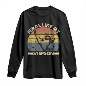 Bonus Dad Long Sleeve Shirt Retro Feral Raccoon Stepdad Gifts From Bonus Son Stepson TS10 Black Print Your Wear