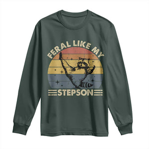 Bonus Dad Long Sleeve Shirt Retro Feral Raccoon Stepdad Gifts From Bonus Son Stepson TS10 Dark Forest Green Print Your Wear
