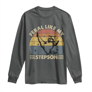 Bonus Dad Long Sleeve Shirt Retro Feral Raccoon Stepdad Gifts From Bonus Son Stepson TS10 Dark Heather Print Your Wear