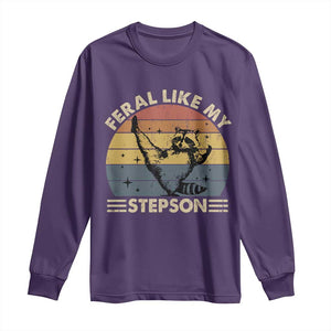 Bonus Dad Long Sleeve Shirt Retro Feral Raccoon Stepdad Gifts From Bonus Son Stepson TS10 Purple Print Your Wear