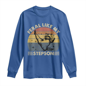 Bonus Dad Long Sleeve Shirt Retro Feral Raccoon Stepdad Gifts From Bonus Son Stepson TS10 Royal Blue Print Your Wear