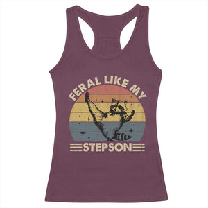 Bonus Dad Racerback Tank Top Retro Feral Raccoon Stepdad Gifts From Bonus Son Stepson TS10 Maroon Print Your Wear