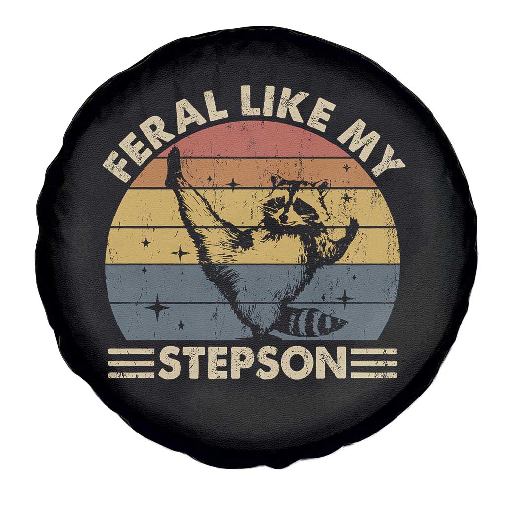 Bonus Dad Spare Tire Cover Retro Feral Raccoon Stepdad Gifts From Bonus Son Stepson TS10 Print Your Wear