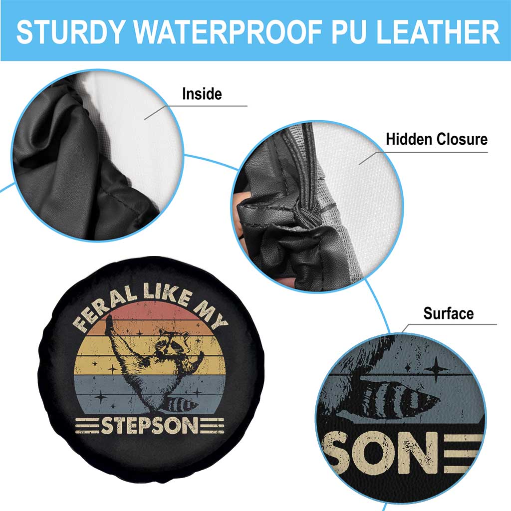 Bonus Dad Spare Tire Cover Retro Feral Raccoon Stepdad Gifts From Bonus Son Stepson TS10 Print Your Wear