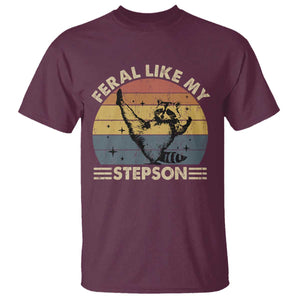 Bonus Dad T Shirt Retro Feral Raccoon Stepdad Gifts From Bonus Son Stepson TS10 Maroon Print Your Wear