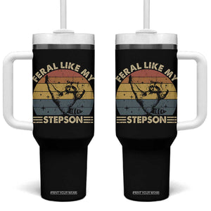 Bonus Dad Tumbler With Handle Retro Feral Raccoon Stepdad Gifts From Bonus Son Stepson TS10 One Size: 40 oz Black Print Your Wear