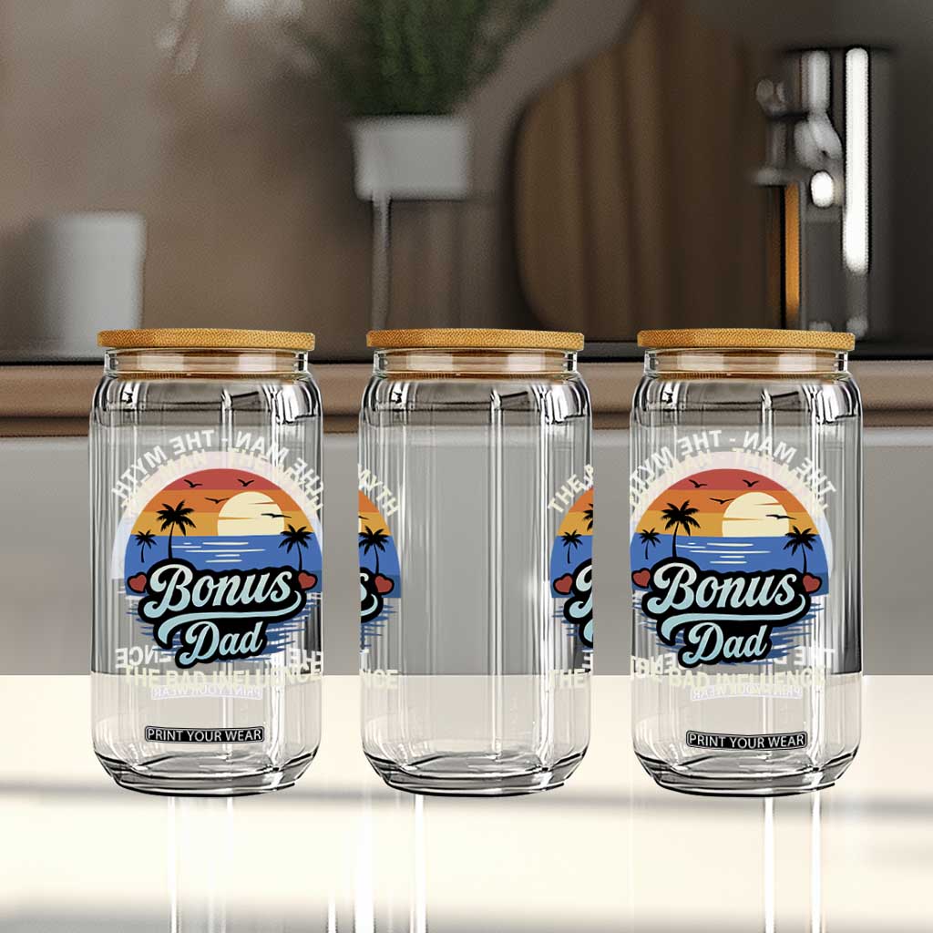 Bonus Dad Glass Can The Man Myth Bad Influence Step Dad Fathers Day Gift TS10 Print Your Wear