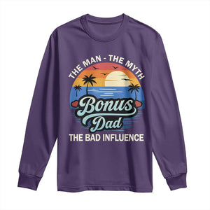 Bonus Dad Long Sleeve Shirt The Man Myth Bad Influence Step Dad Fathers Day Gift TS10 Purple Print Your Wear