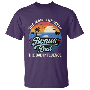 Bonus Dad T Shirt The Man Myth Bad Influence Step Dad Fathers Day Gift TS10 Purple Print Your Wear