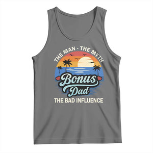 Bonus Dad Tank Top The Man Myth Bad Influence Step Dad Fathers Day Gift TS10 Black Heather Print Your Wear