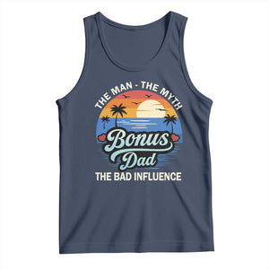 Bonus Dad Tank Top The Man Myth Bad Influence Step Dad Fathers Day Gift TS10 Navy Print Your Wear