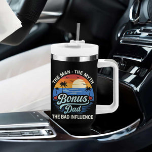 Bonus Dad Tumbler With Handle The Man Myth Bad Influence Step Dad Fathers Day Gift TS10 Print Your Wear