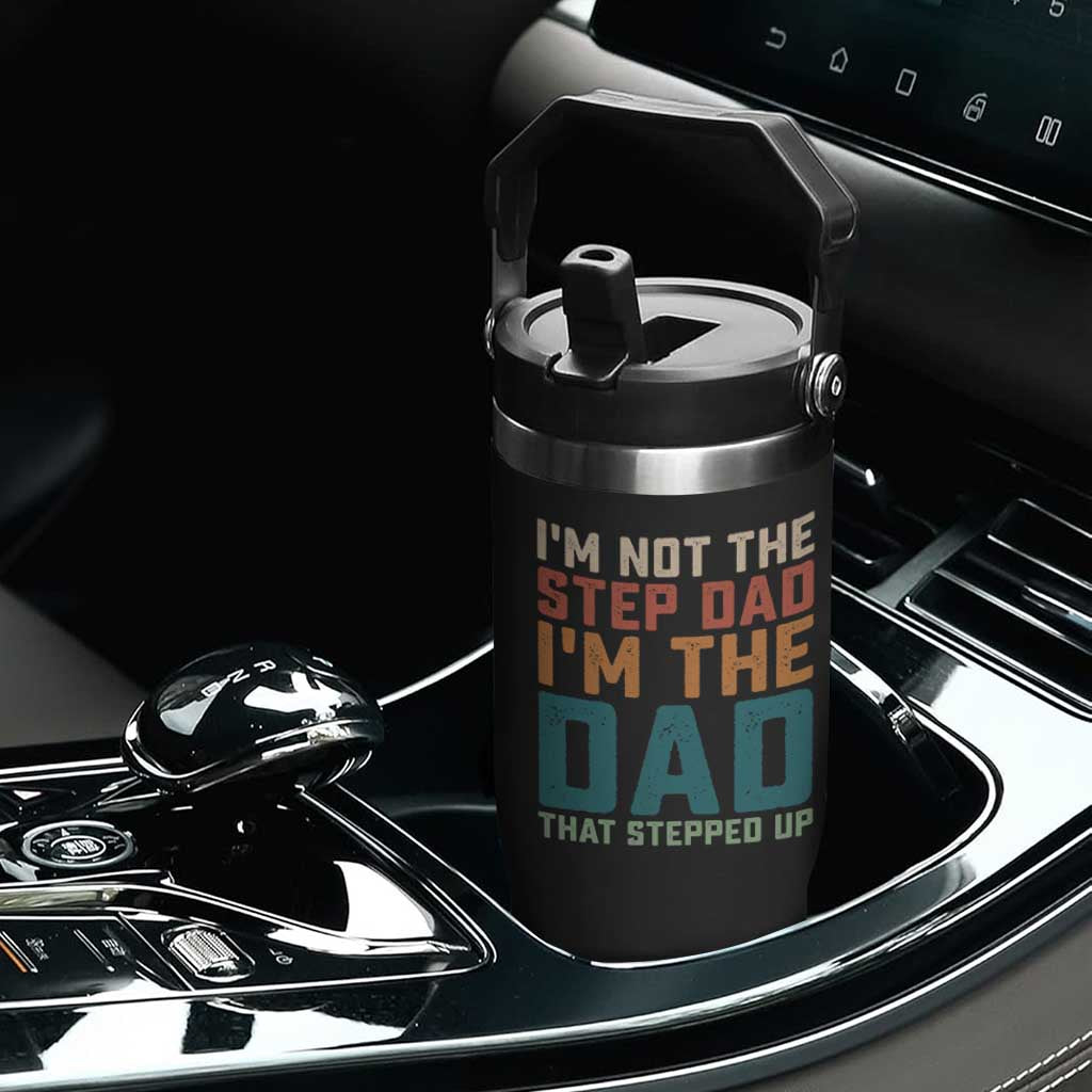 Funny Bonus Dad Flip Straw Tumbler Retro Not The Step Dad Im The Dad That Stepped Up TS10 Print Your Wear