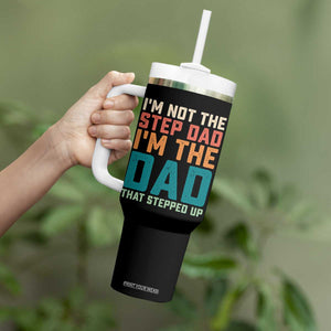 Funny Bonus Dad Tumbler With Handle Retro Not The Step Dad Im The Dad That Stepped Up TS10 Print Your Wear