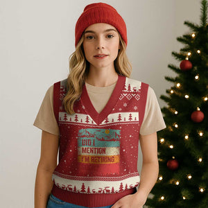 Did I Mention I'm Retiring Soon V-Neck Knit Sweater Vest Funny Retro Vintage Retirement TS10 Red Beige Print Your Wear