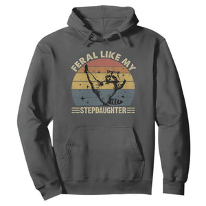 Bonus Dad Hoodie Retro Feral Raccoon Stepdad Gifts From Bonus Daughter Stepdaughter TS10 Dark Heather Print Your Wear