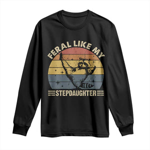 Bonus Dad Long Sleeve Shirt Retro Feral Raccoon Stepdad Gifts From Bonus Daughter Stepdaughter TS10 Black Print Your Wear