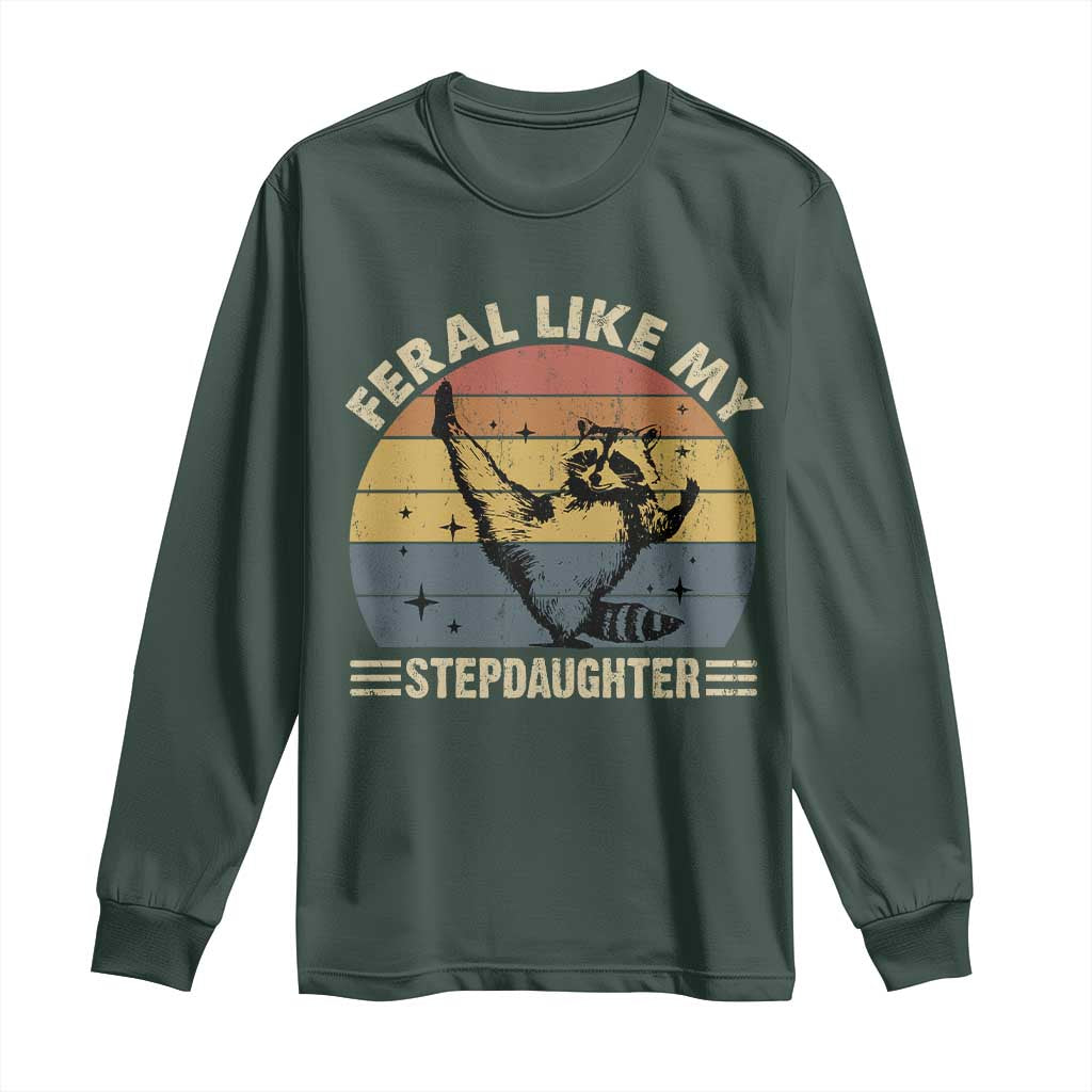 Bonus Dad Long Sleeve Shirt Retro Feral Raccoon Stepdad Gifts From Bonus Daughter Stepdaughter TS10 Dark Forest Green Print Your Wear